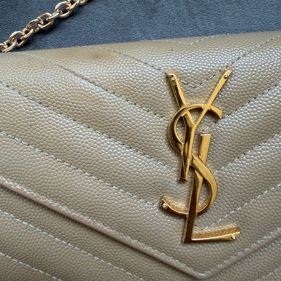Reserved-Beige Yves Saint Laurent Cassandre Envelope Flap Wallet on Chain gold - Picture 2 of 14
